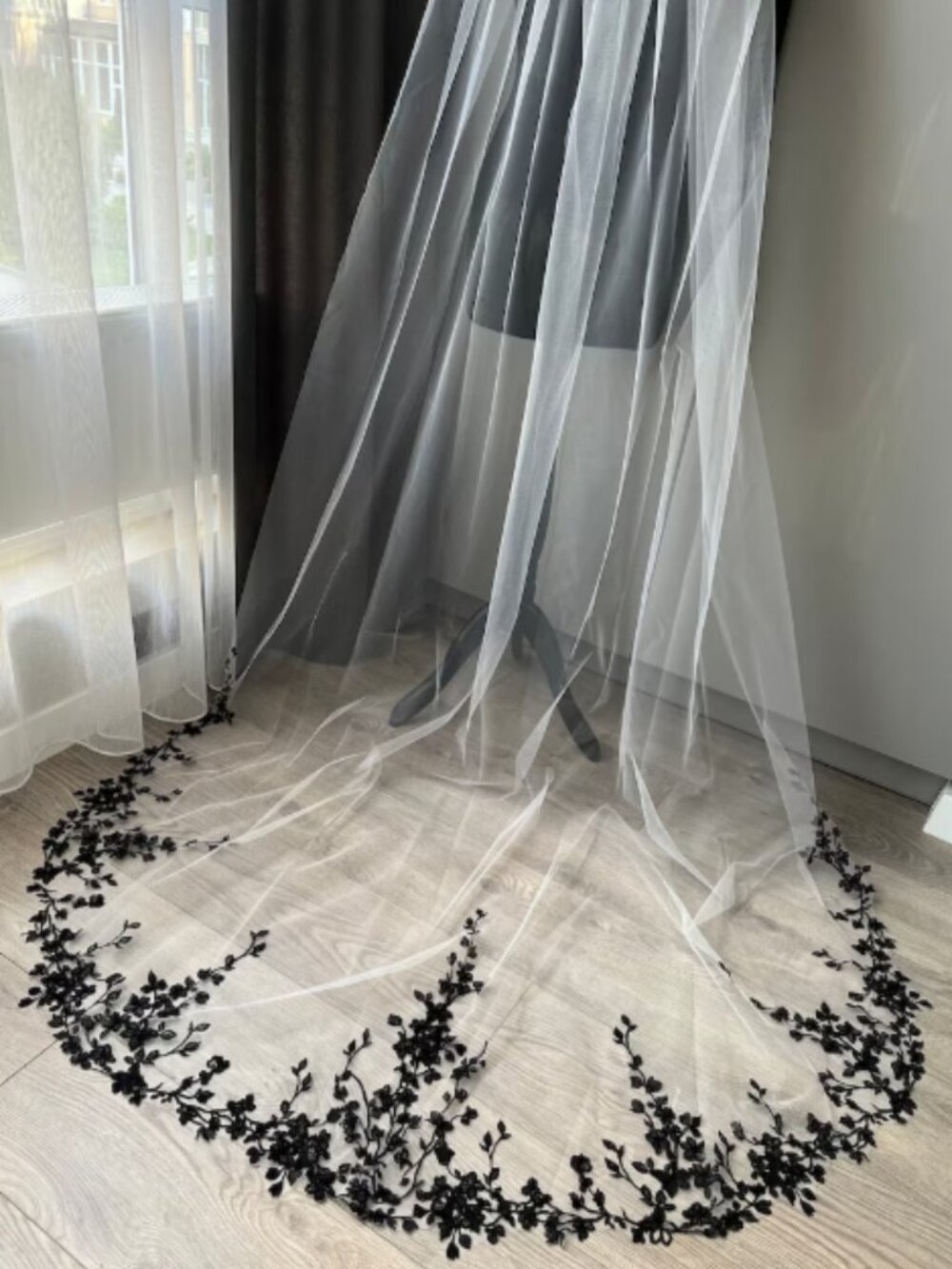 Embroidered Lace Bridal Wedding Veil Royal Cathedral Length (140" in)